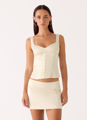 Posy Satin Mini Skirt - Ivory