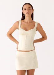 Posy Satin Top - Ivory