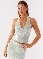 Radiate Halterneck Top - Sage