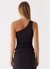 Ravi One Shoulder Top - Black