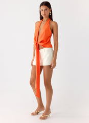 Right Back Halter Top - Orange