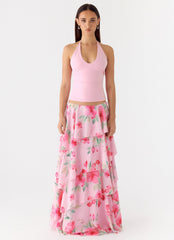Roll Out Halter Top - Petal Pink