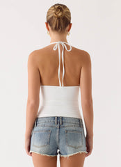 Roll Out Halter Top - White