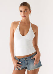 Roll Out Halter Top - White