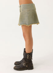 Roman Low Rise Denim Mini Skort - Vintage Tan Wash