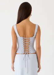 Romana Corset Top - Misty Blue