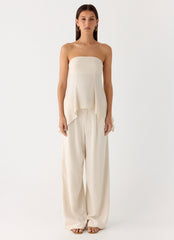 Rossi Hanky Hem Linen Top - Oatmeal