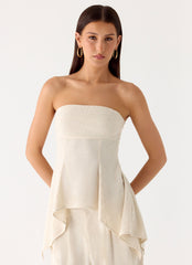 Rossi Hanky Hem Linen Top - Oatmeal