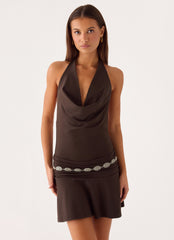Rude Love Belt Mini Dress - Chocolate
