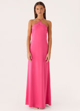Samaria Halter Maxi Dress - Berry