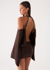 Sanah Long Sleeve Mini Dress - Chocolate