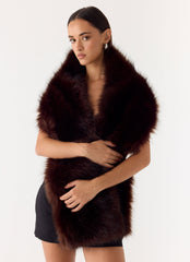 Saskia Faux Fur Scarf - Chocolate