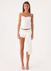 Sherlyn Sash Mini Shorts - White