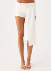 Sherlyn Sash Mini Shorts - White