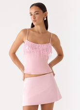 Siren Beaded Sequin Top - Pink