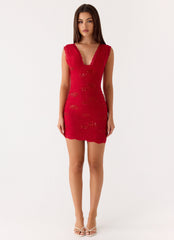 Sommers Lace Mini Dress - Red