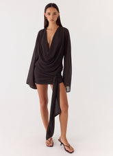 Sorrel Long Sleeve Mini Dress - Chocolate