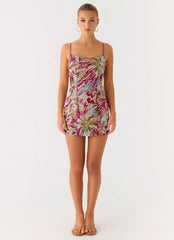 Soul Sound Sequin Mini Dress - Fuchsia Floral Beaded