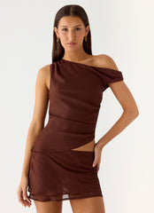 Stereotype One Shoulder Top - Chocolate