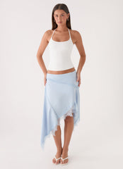 Suay Asymmetrical Midi Skirt - Blue
