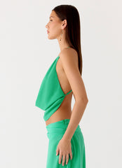 Sweet Charm Cowl Neck Top - Jungle Bloom