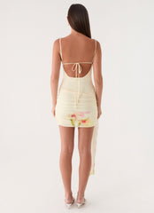 Syna Sash Mini Dress - Soft Lily