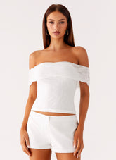 Tabby Off Shoulder Top - White