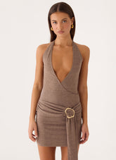 Talk To You Mini Dress - Taupe