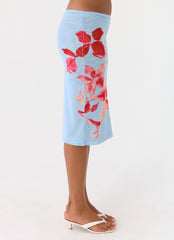 Tamia Midi Skirt - Blue Petal