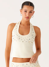Vegas Nights Halter Neck Top - Yellow