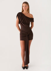 Venissa Mini Dress - Chocolate