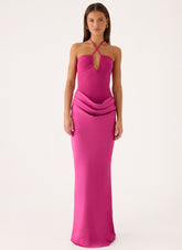 Verner Halter Maxi Dress - Berry