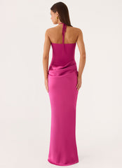 Verner Halter Maxi Dress - Berry