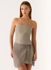 Via Veneto Mini Dress - Sand Brown