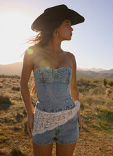 Vianna Denim Bustier Top - True Denim