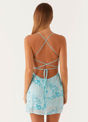 Vietta Sequin Cami Micro Mini Dress - Blue