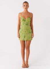Vietta Sequin Cami Micro Mini Dress - Lime