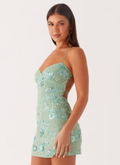 Vietta Sequin Cami Micro Mini Dress - Mint