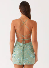 Vietta Sequin Cami Micro Mini Dress - Mint