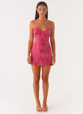 Vietta Sequin Cami Micro Mini Dress - Fuchsia