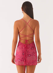 Vietta Sequin Cami Micro Mini Dress - Fuchsia