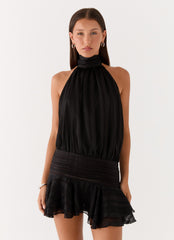 Willow Chiffon Mini Dress - Black