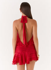 Willow Chiffon Mini Dress - Red