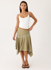Zafira Midi Skirt - Pale Olive
