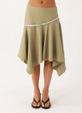 Zafira Midi Skirt - Pale Olive