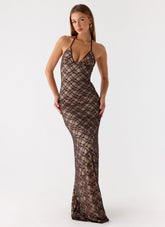 Zecca Lace Maxi Dress - Chocolate