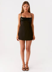 Zion Beaded Micro Mini Dress - Black