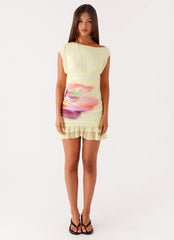 Alinna Mini Dress - Yellow Tropical