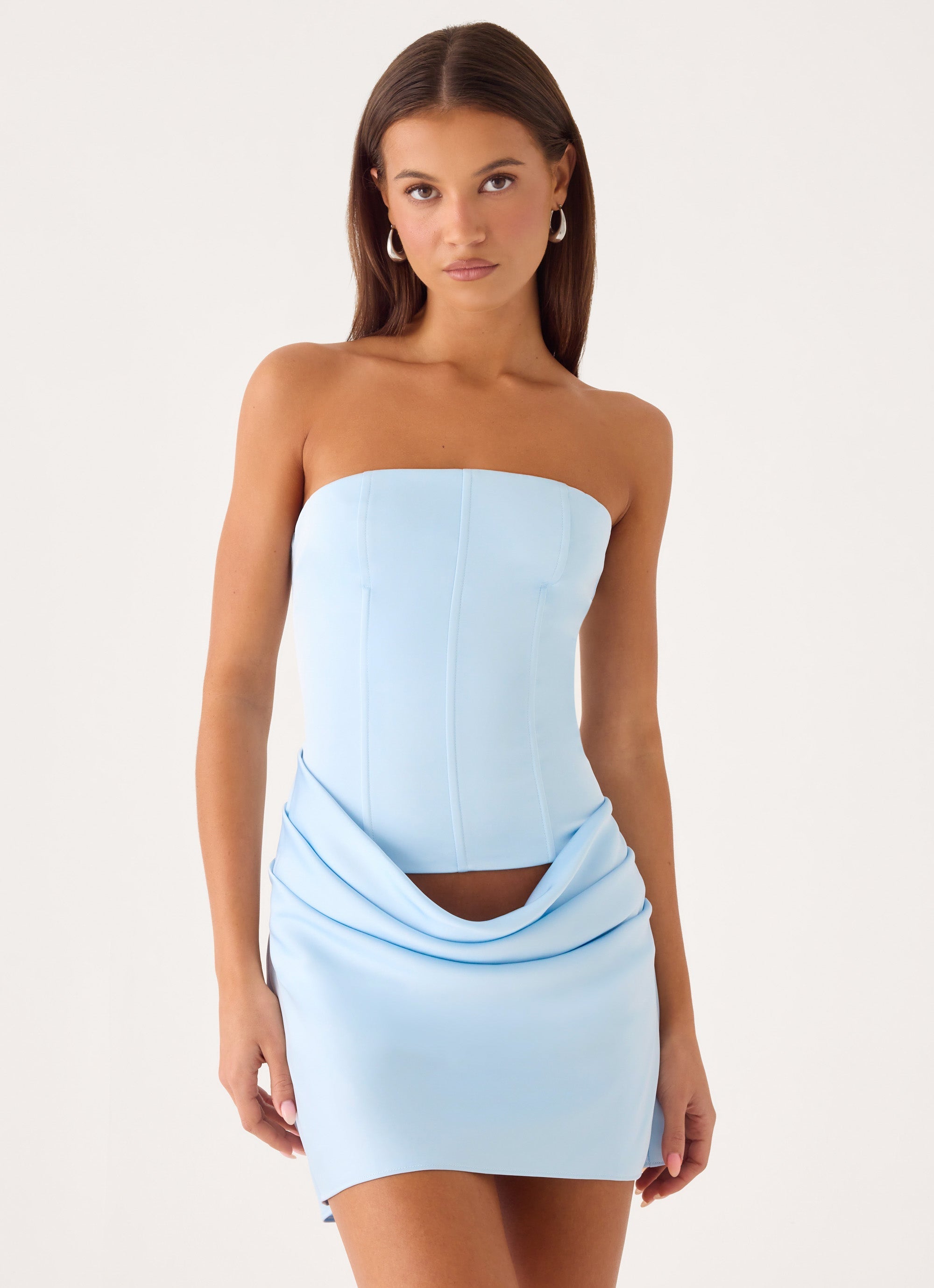 Alva Strapless Mini Dress - Blue