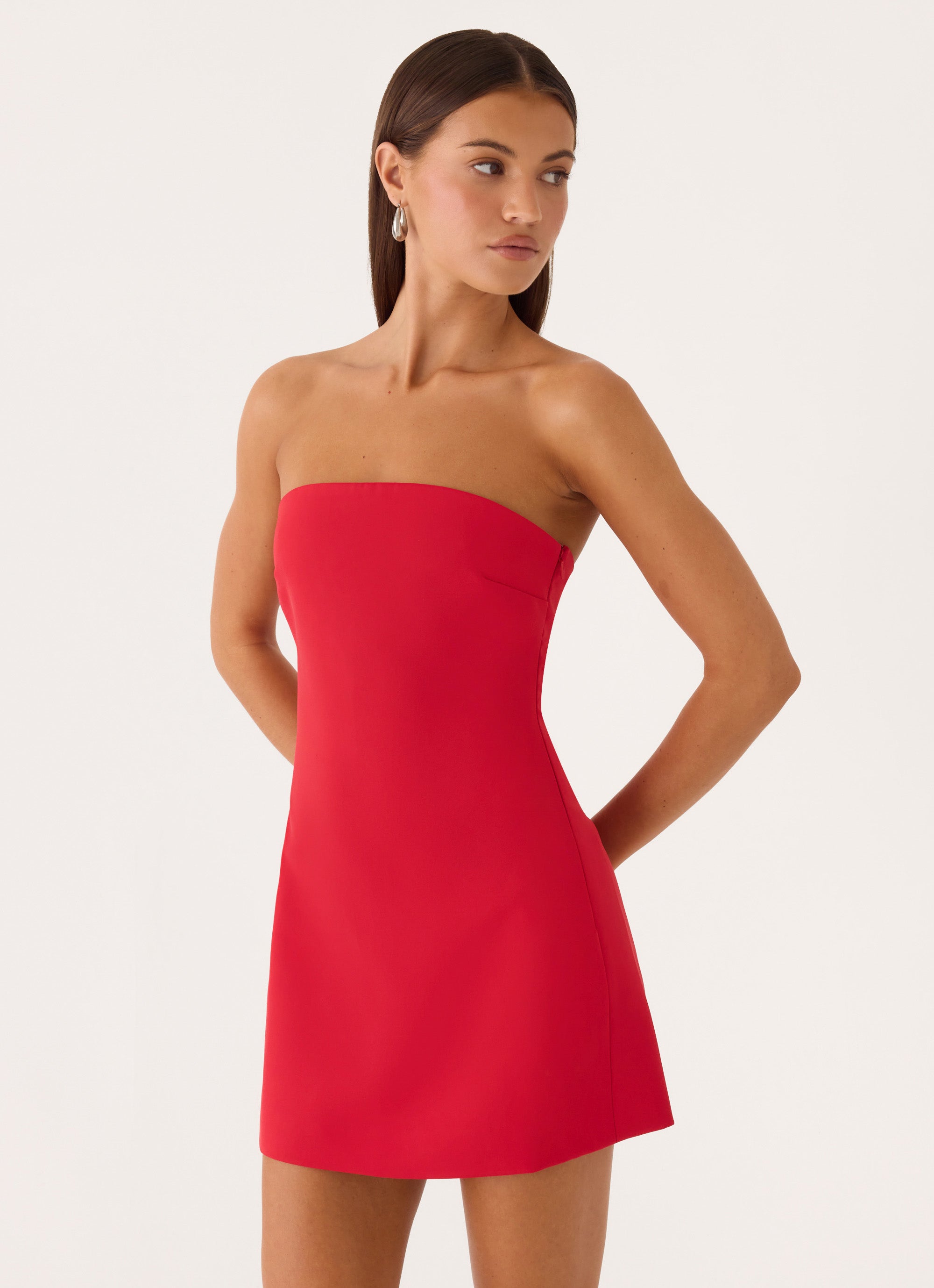 Alyse Strapless Mini Dress - Red